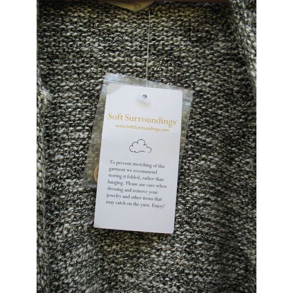 NWT SOFT SURROUNDINGS Chiang Mai Poncho Knit Sweater Gray Black Small Medium - Picture 9 of 10